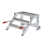 MUNK Work platform, mobile, step width 800 mm, steel grating 3 steps 50435
