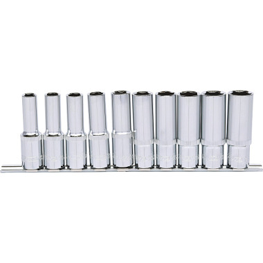 KS Tools 1/2 CHROMEplus Hexagonal socket set, deep, 10 pcs 10-19mm 918.0612