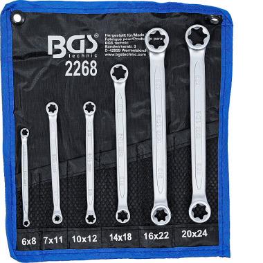 BGS Double Ring Spanner Set with E-Type Ring Heads | E6 x E8 - E20 x E24 | 6 pcs. 2268