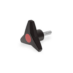 Ganter Three-Lobed Knobs with Threaded Stud, Threaded Stud Steel 533-100-M12-40-DRT