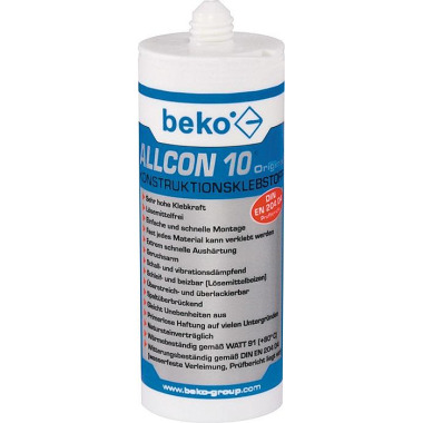 Beko Adhesivo de construcción Allcon 10 ® beige EN 204:D4 150 ml BEKO 260 100 150 Beko Adhesivo de construcción Allcon 10 ® beige EN 204:D4 150 ml BEKO 260 100 150