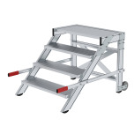 MUNK Work platform, mobile, step width 800 mm, grooved aluminium 4 steps 50017