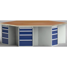 KLW PROFI workbench in hexagonal form (ERGO version) WP620E-1350M45-E8004