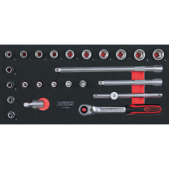 KS Tools SCS 3/8 Module de douilles, 24 pcs, modules système 1/3 713.2024