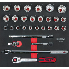 KS Tools SCS CHROMEplus 1/2 Module de douilles, 29 pcs, modules système 2/3 782.1029