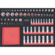 KS Tools SCS 1/4+3/8+1/2 Module de douilles, 75 pcs, modules système 1/1 711.1075 Vignette