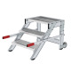 MUNK Work platform, mobile, step width 600 mm, steel grating 3 steps 50431 Miniatura