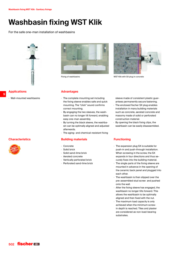 Fischer Waschtischbefestigung WST KLIK 120 541479