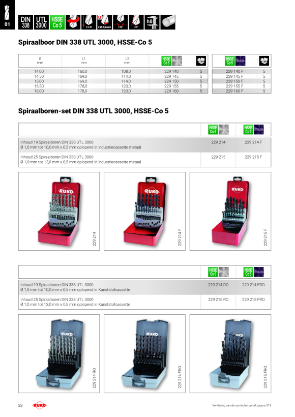 Ruko Boor spiraalboor TL 3000 13,0 mm DIN 338 in QP 229130B