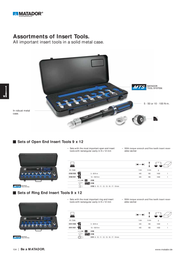 MATADOR Set of Insert Tools 9x12mm 6194 9170