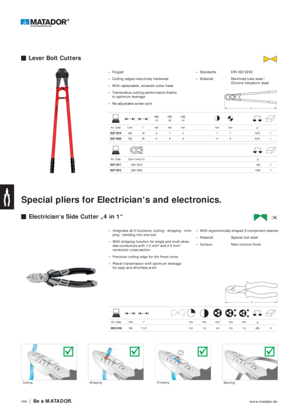 MATADOR Allround Side Cutters "4in1" 190mm 0553 0180