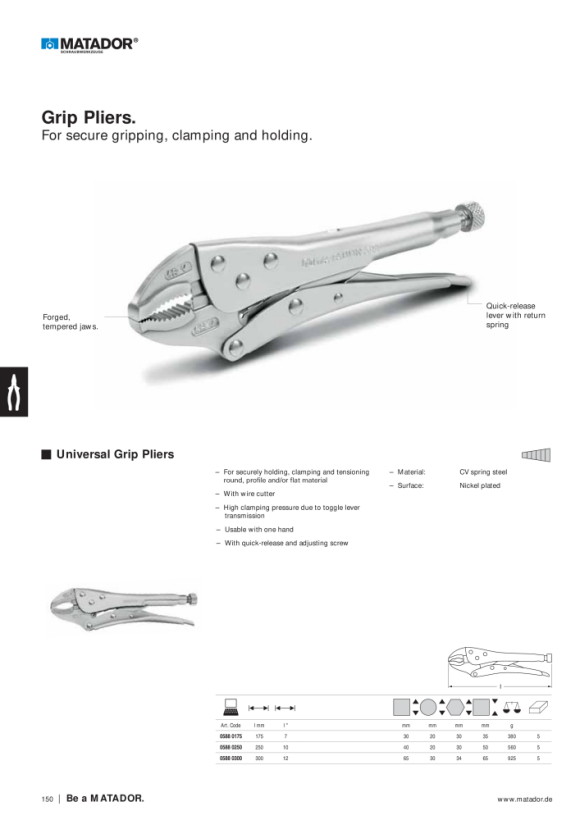 MATADOR Tower Pincers 10 - 250mm 0544 0250