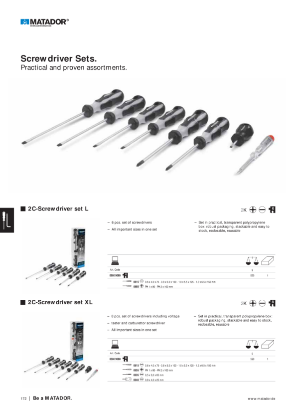 MATADOR 2C Screwdrivers Set L Für Schlitz- und Pozidriv-Schrauben 0680 9061