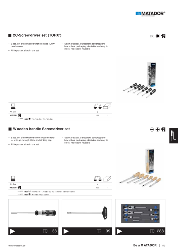 MATADOR 2C Screwdrivers Set L Für Schlitz- und Pozidriv-Schrauben 0680 9061