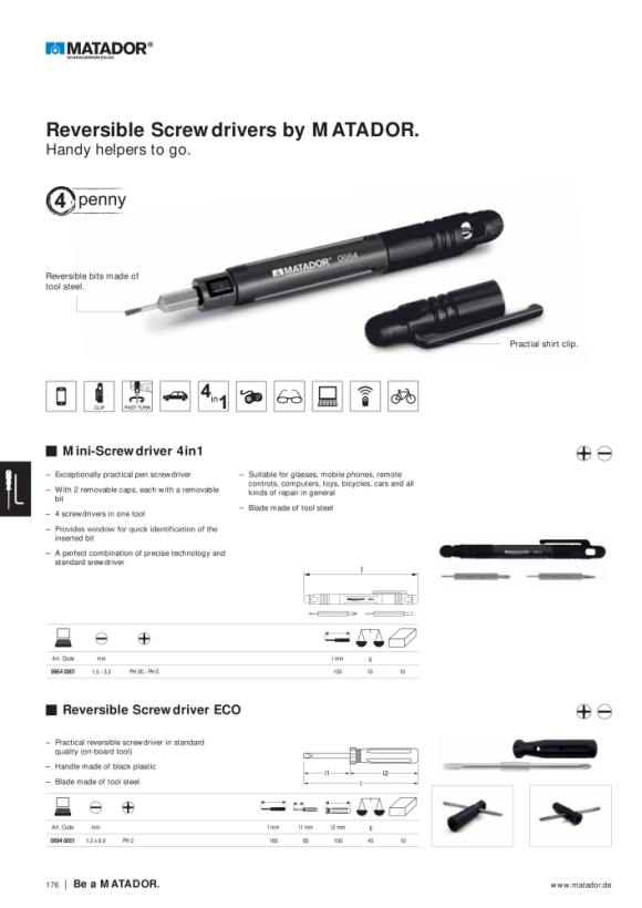 MATADOR Pocket Screwdriver "4in1" 1,5 - 3 - PH00 - PH0 0664 0001