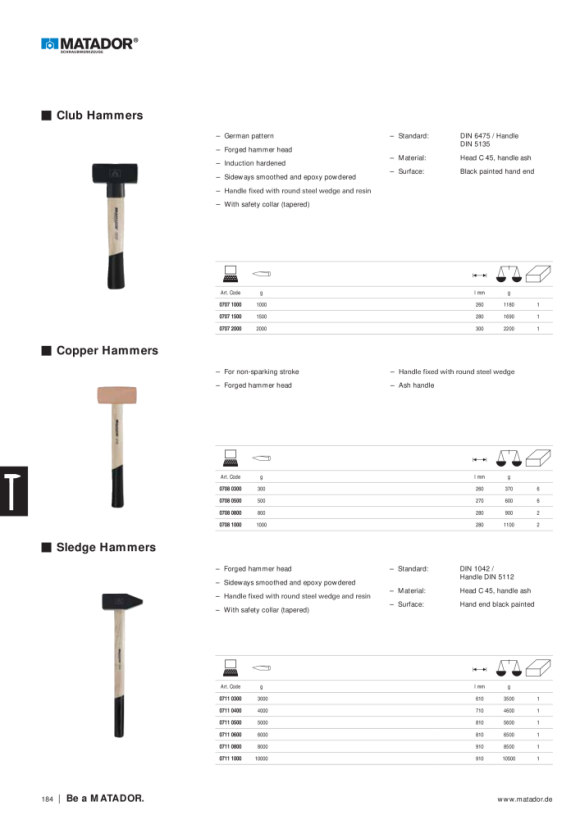 MATADOR Rubber Mallets, DIN 5128 A, soft 115x65mm 0738 0005