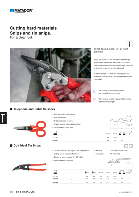 MATADOR Ideal Lever Tin Snips L 0747 0002