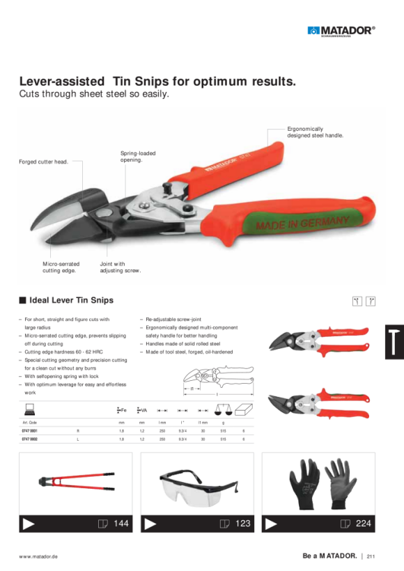 MATADOR Ideal Lever Tin Snips L 0747 0002