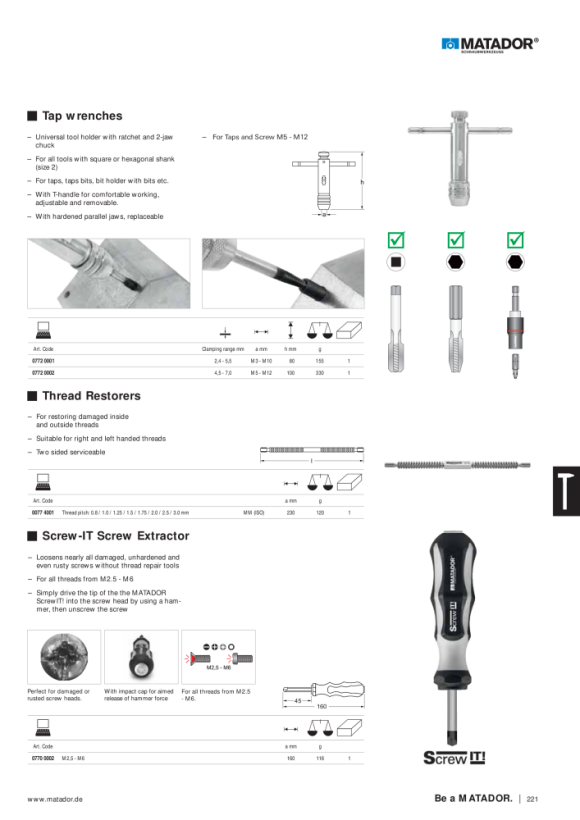MATADOR Screw Extractor Set M3 – M18 0771 0001