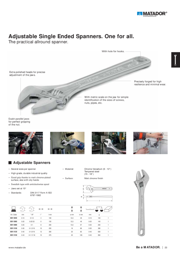 MATADOR Adjustable Wrenches 4 / 100mm 0591 0040