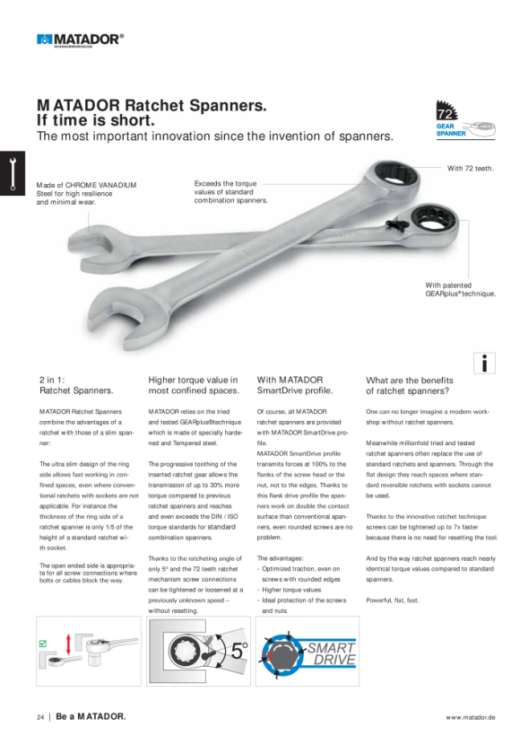 MATADOR Ring Ratchet Spanners, 5 pcs 8 - 19mm 0189 9050