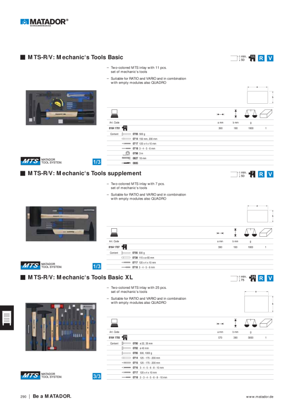 MATADOR MTS R: Truck Tool Set, 19 pcs 3/3: 565x390mm 8164 1708