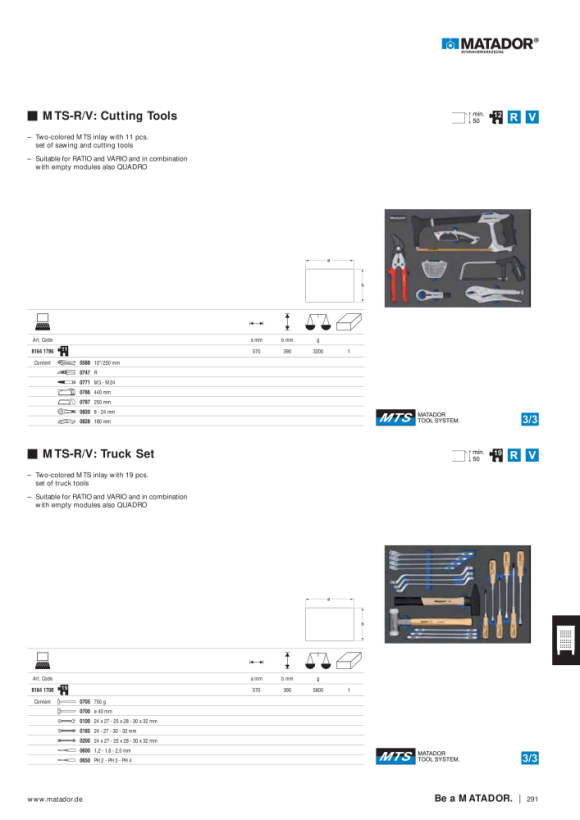MATADOR MTS R: Truck Tool Set, 19 pcs 3/3: 565x390mm 8164 1708