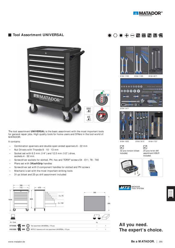 MATADOR Tool Assortment UNIVERSAL, 170 pcs 6M (170) 8178 9550
