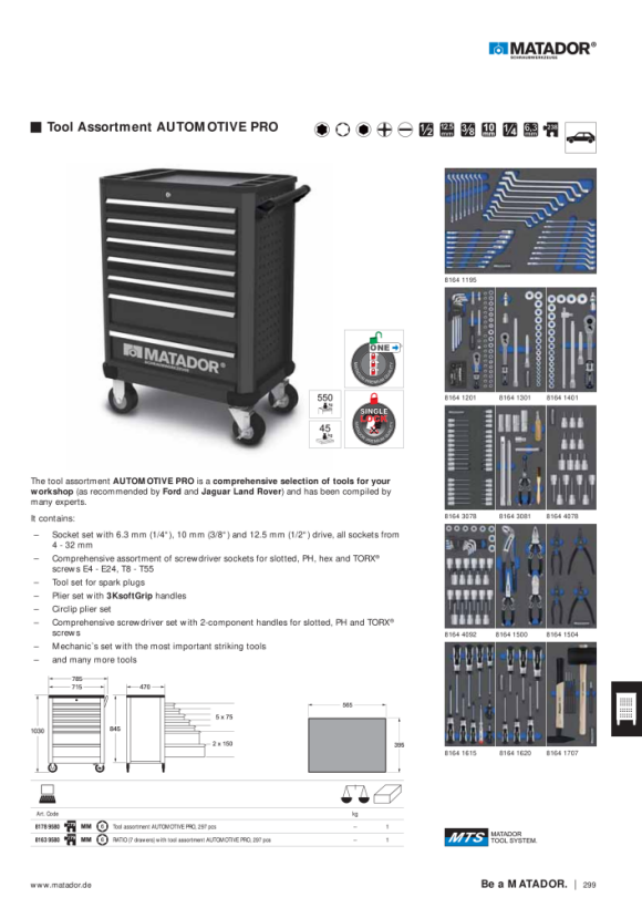 MATADOR Tool Assortment AUTOMOTIVE PRO, 297 pcs 6M (297) 8178 9580