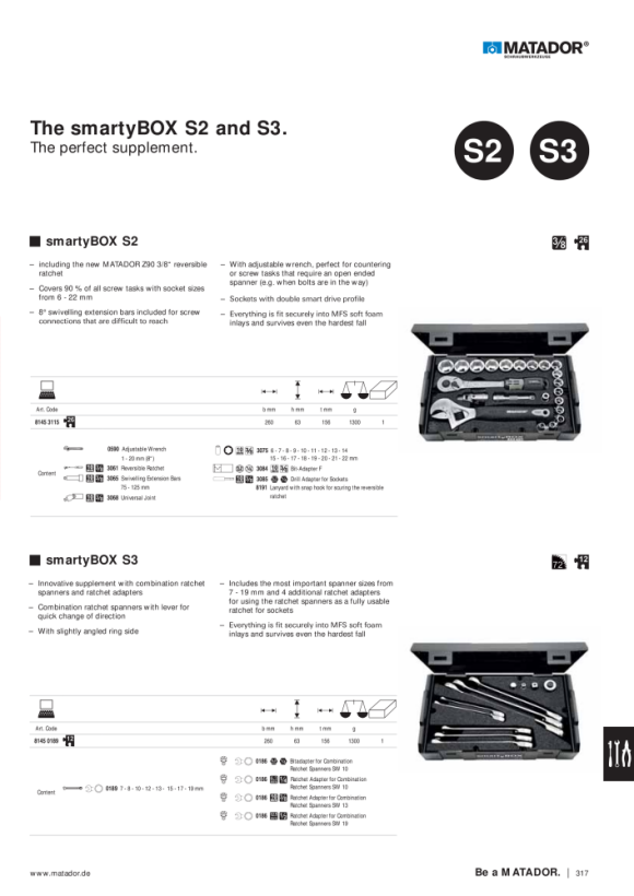 MATADOR smartyBOX S2 - Compact, 25 pcs 260 x 156 x 63mm 8145 3115