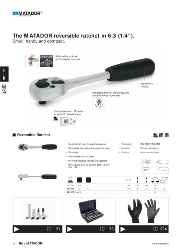 MATADOR Reversible Ratchet Z90 6,3 (1/4) 2061 0090