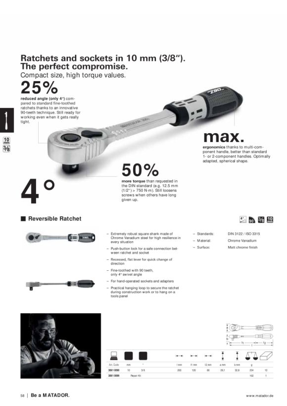 MATADOR Extension Bar 10 (3/8) 75mm 3065 0075