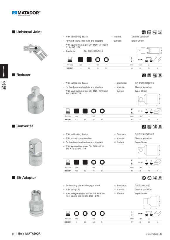 MATADOR Socket, 12 pt. 10 (3/8) 11/16 AF 3075 8010