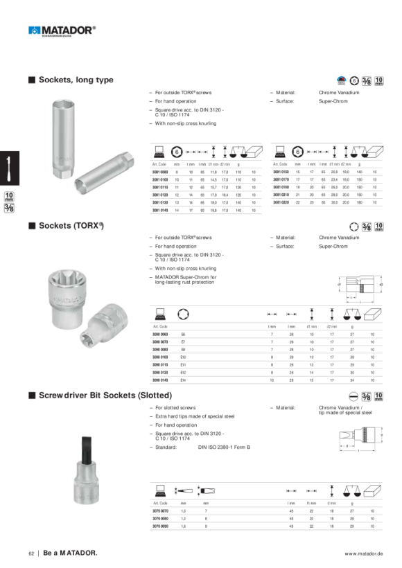 MATADOR Socket 10 (3/8) E7 3090 0070
