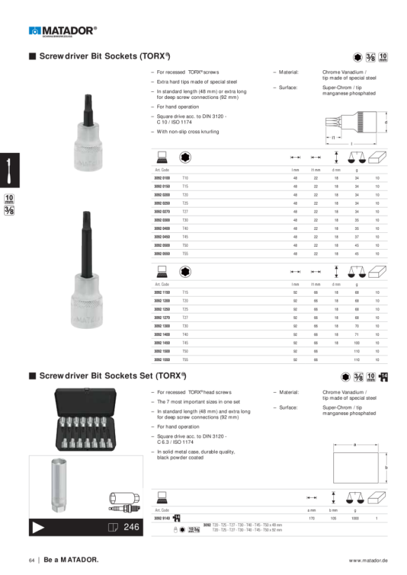 MATADOR Bit Socket 10 (3/8) TX 55x48 3092 0550