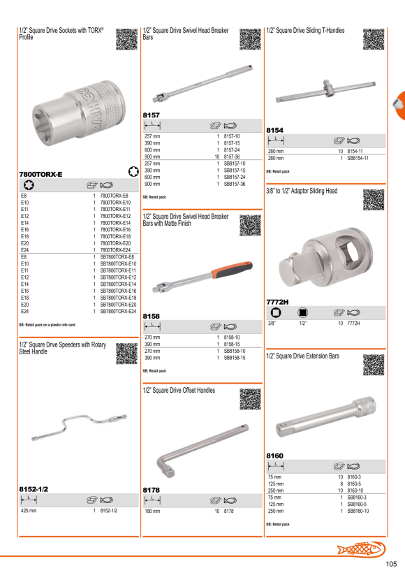 BAHCO Quergriff 1/2”, gekröpft, 200 mm 8178