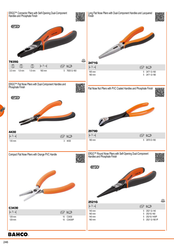 BAHCO Flachzange, verchromt, 180 mm 2471 G-180