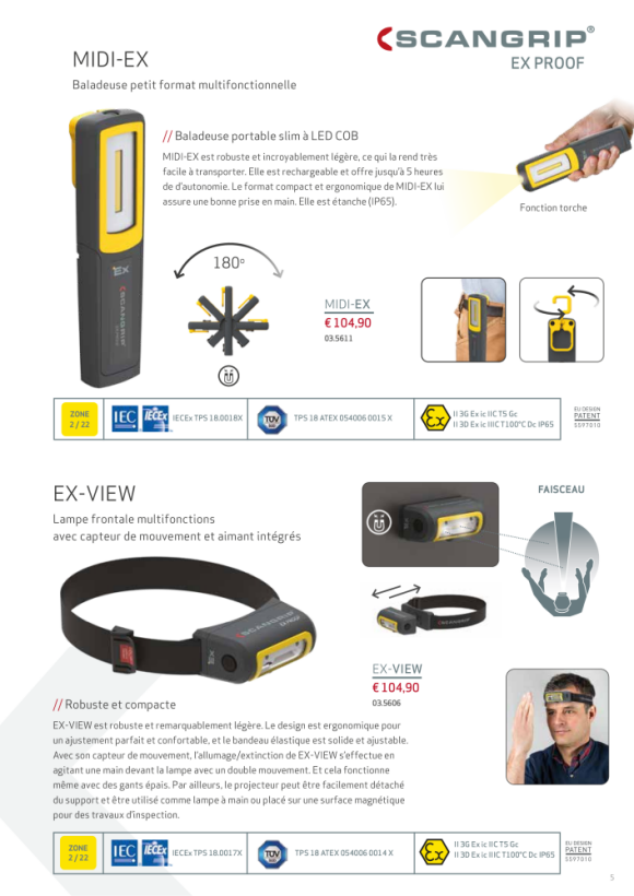 SCANGRIP MIDI-EX: Handheld EX PROOF work light 03.5611