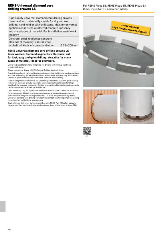 REMS Brocas diamantadas universais LS 92x420xUNC 1 1/4 181440 R