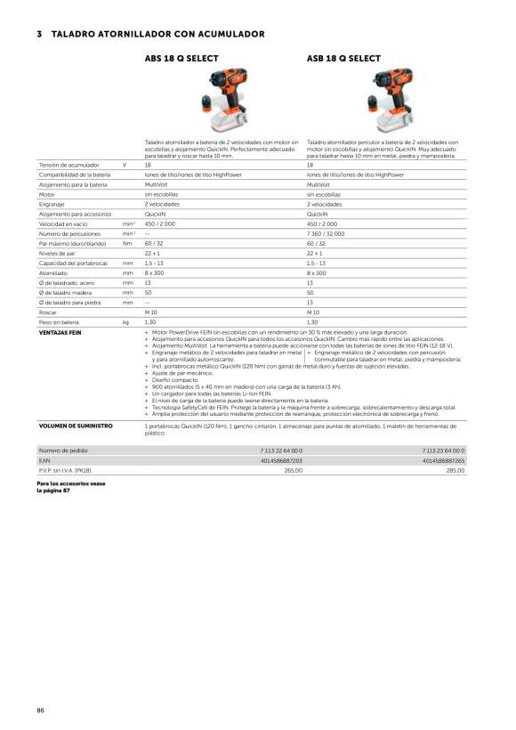 Fein 2-Gang Akku-Bohrschrauber ABS 18 Q Select 71132264000
