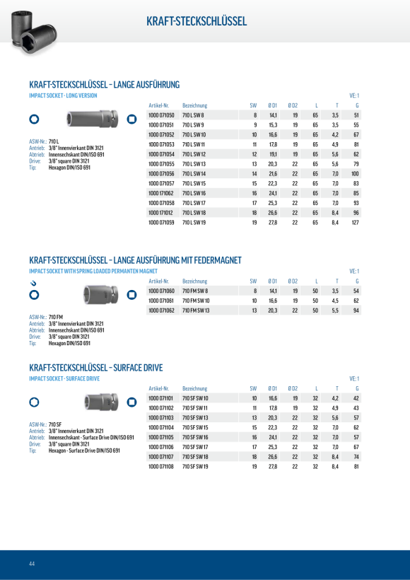 ASW Steckschlüssel 3/8' SW 10 710 FM SW 10 4050623701262