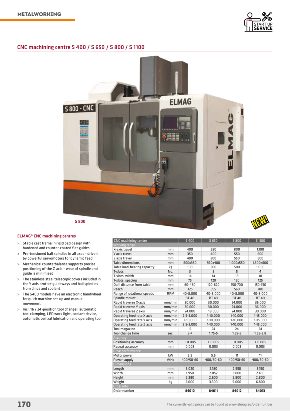 ELMAG CNC Bearbeitungszentrum 3-Achsen Mod. S 1100 84013