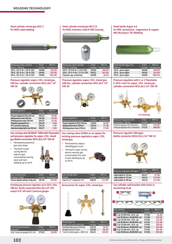 ELMAG Butla stalowa na gaz mieszany M12 C2 (97,5% Ar/2,5% CO2) 54210