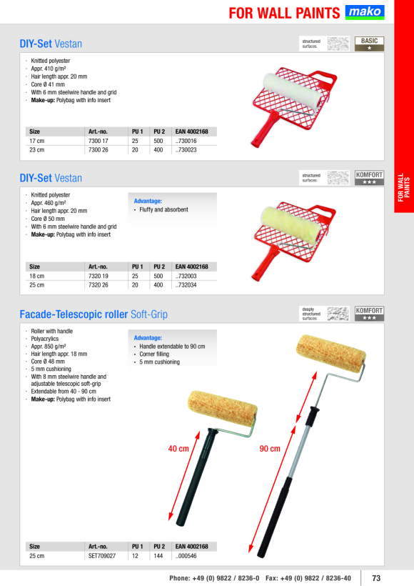 Mako Patent-Wandroller mako-lon Ersatzwalze, KOMFORT 768101SB