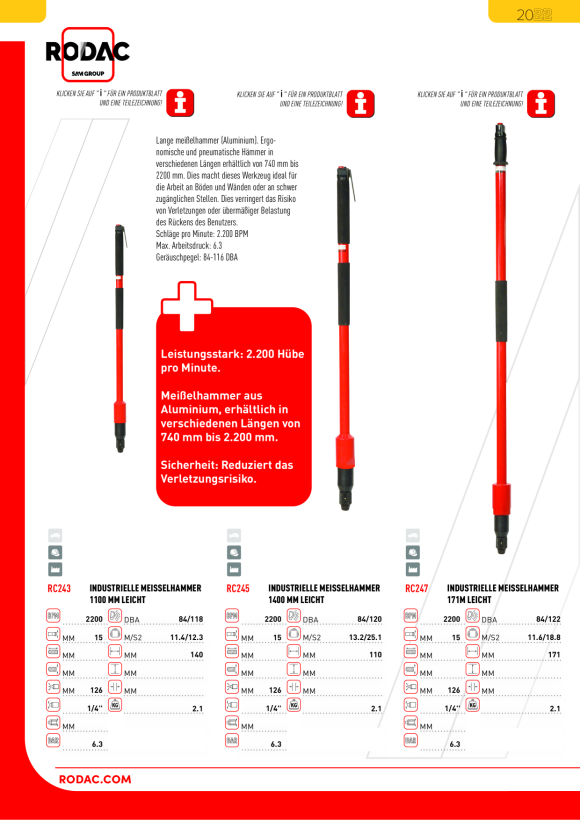Rodac Meisselhammer 110cm lite RC243