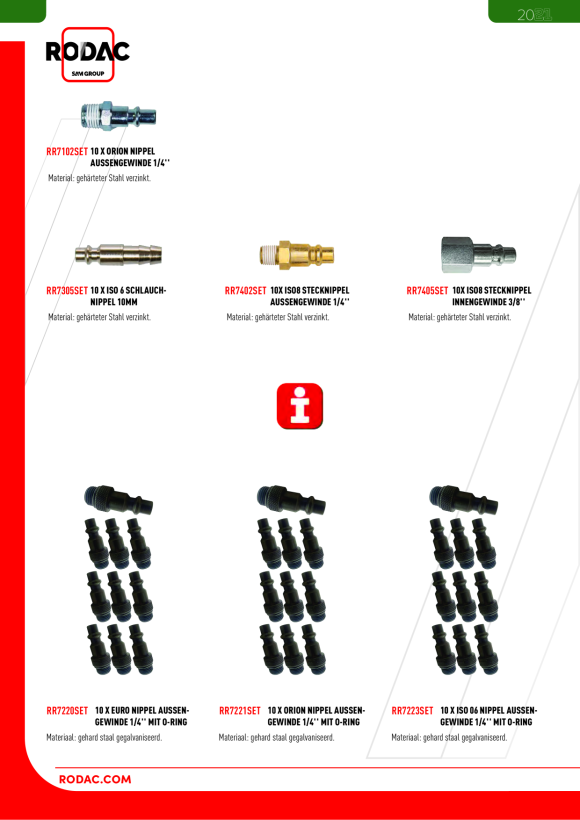 Rodac 10 x Doppelnippel 3/8" - 1/2" RR7810SET