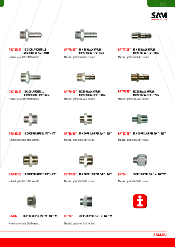 Rodac 10 x Doppelnippel 3/8" - 1/2" RR7810SET