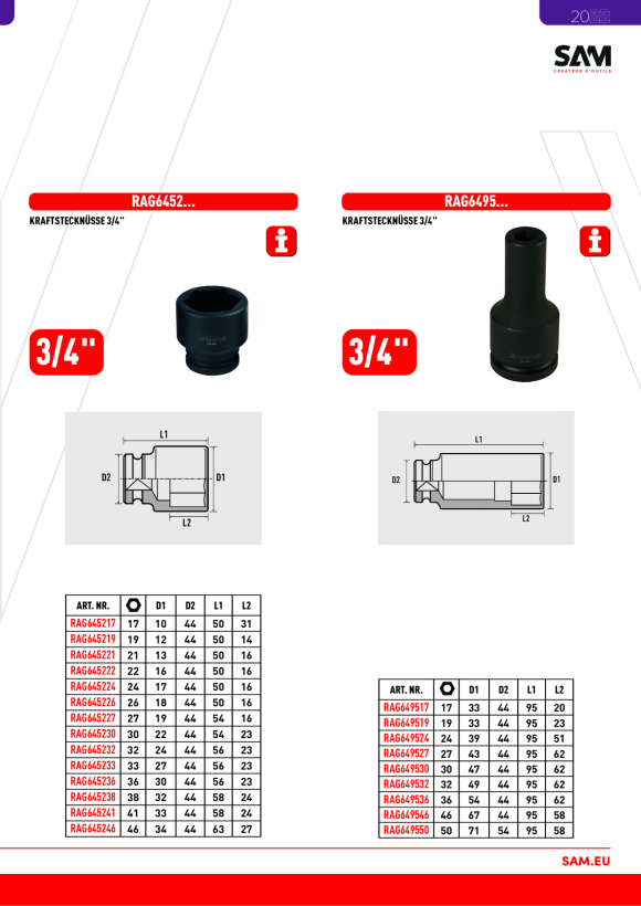 Rodac Kraftstecknuss 1/2" (lang) 24 mm RAG447824