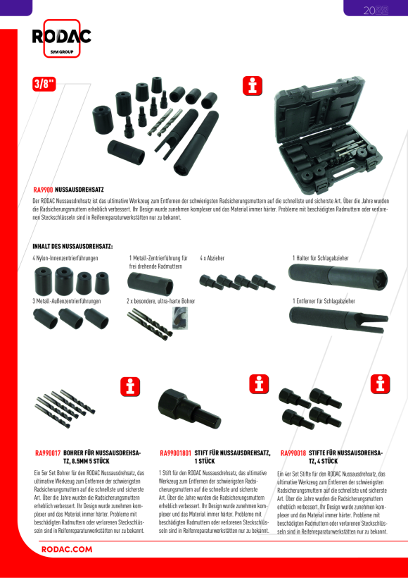 Rodac LUG NUT EXTRACTOR KIT 4P RA990018
