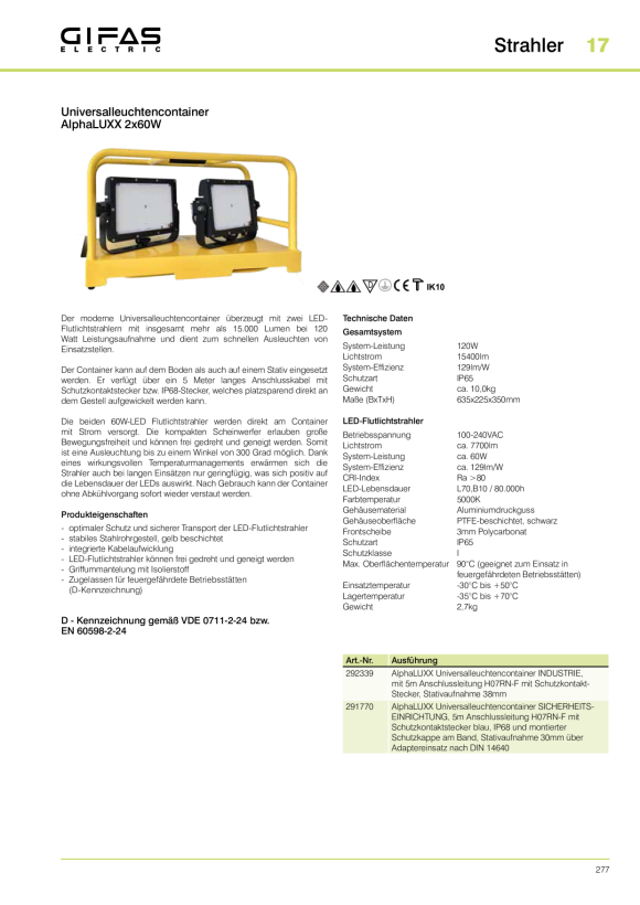 GIFAS Flutlichtstrahler AlphaLUXX/W80V230/60°/5000K/MA/- 800341